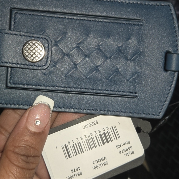 Bottega Woven Navy Blue Top Handle Vintage Handbag with New Luggage Tag - Picture 2 of 3